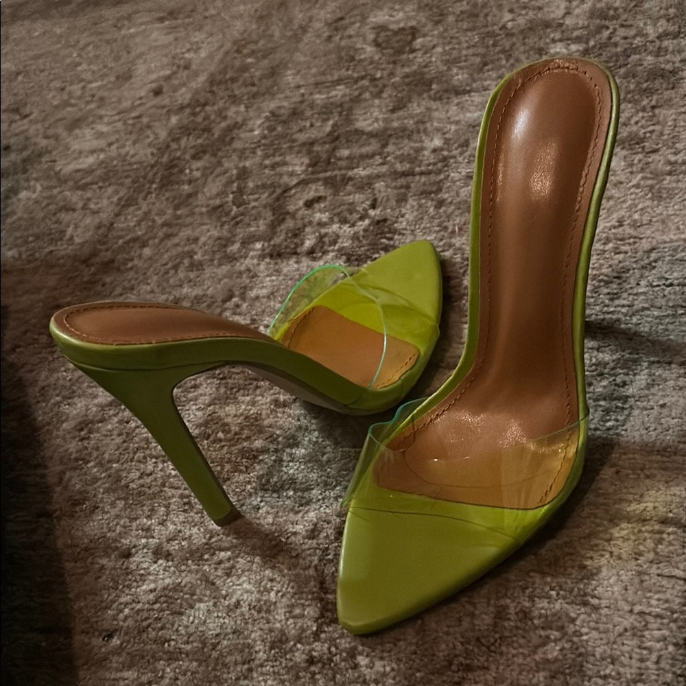 Neon Green High Heels with Pointed Toe